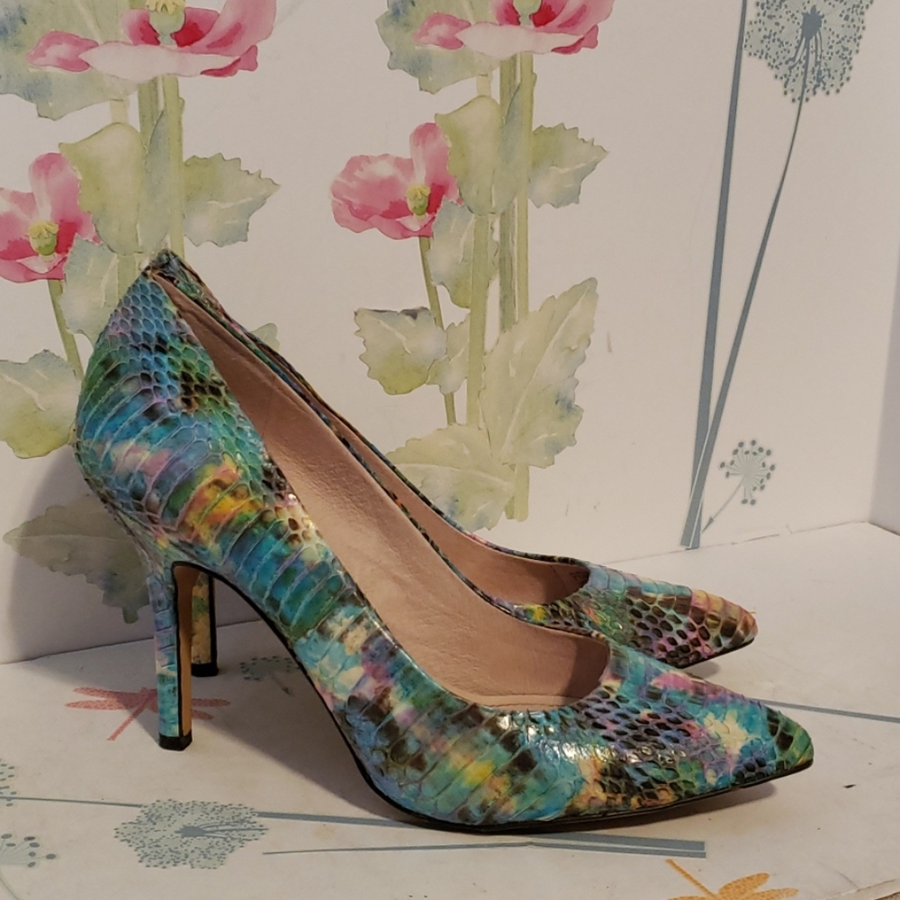Multicolor Snakeskin Pattern Women's Heels